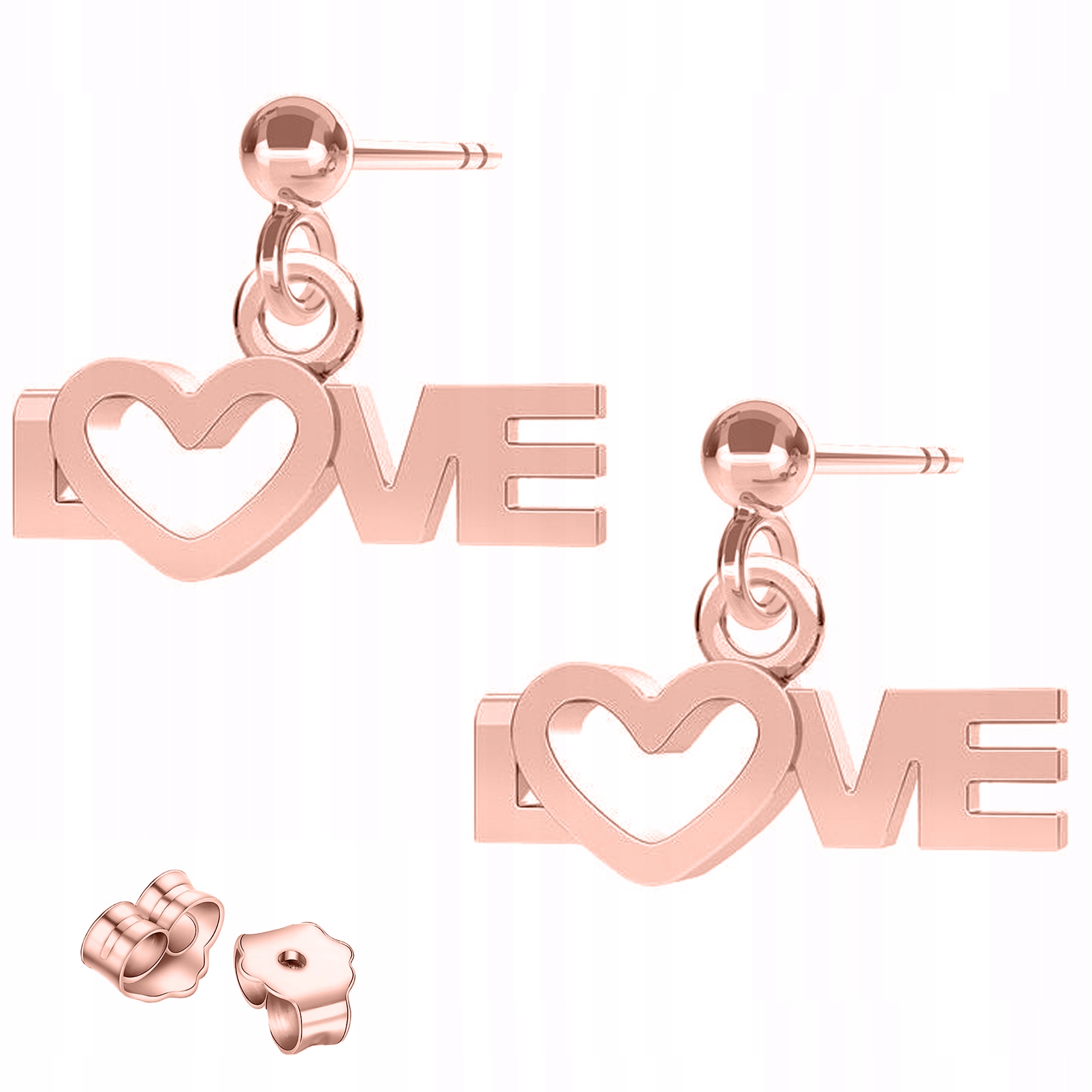 Náušnice Pozlacené Miluji tě Nápis Love Písmena L O V E Plechy Stříbro 925