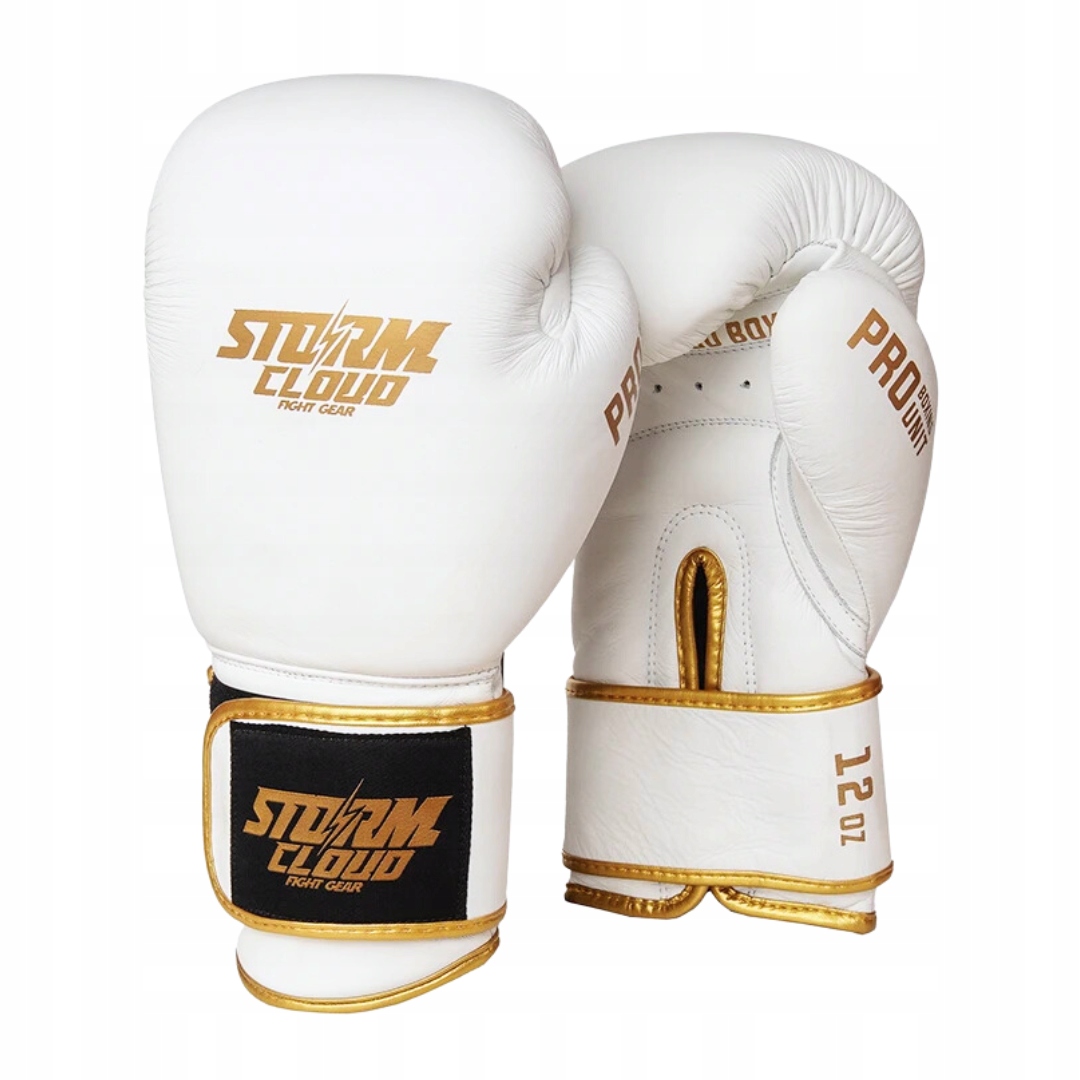 StormCloud Boxerské rukavice Boxing Pro Bílé/Zlaté 14oz