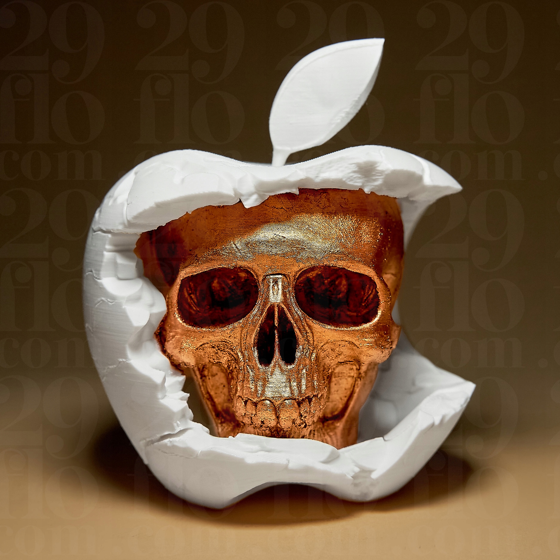 Skullintosh Lebka Apple Jablko Figurka 20 cm 3D tlač Ručne maľovaná
