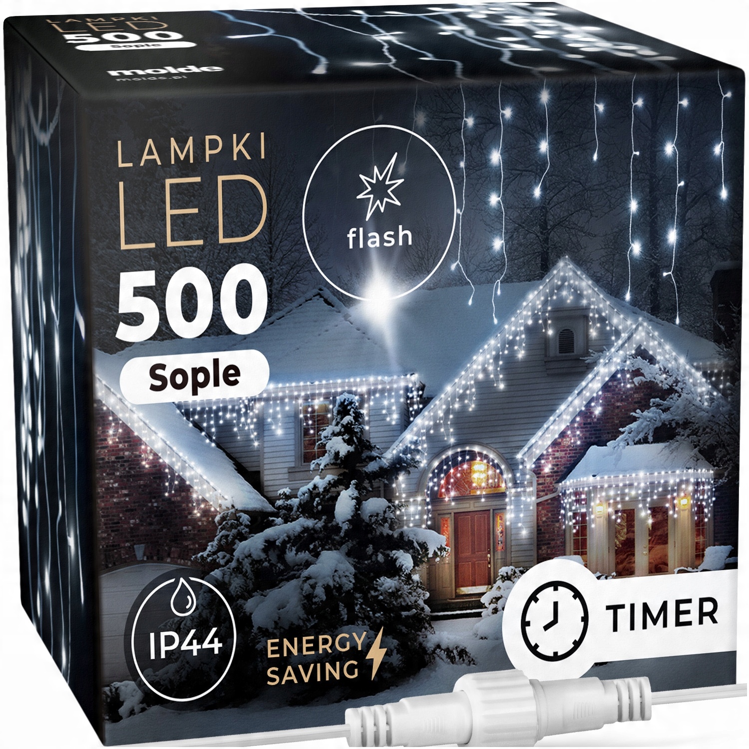

Sople 500 Led Lampki XXL Wodoodporne Flash Timer