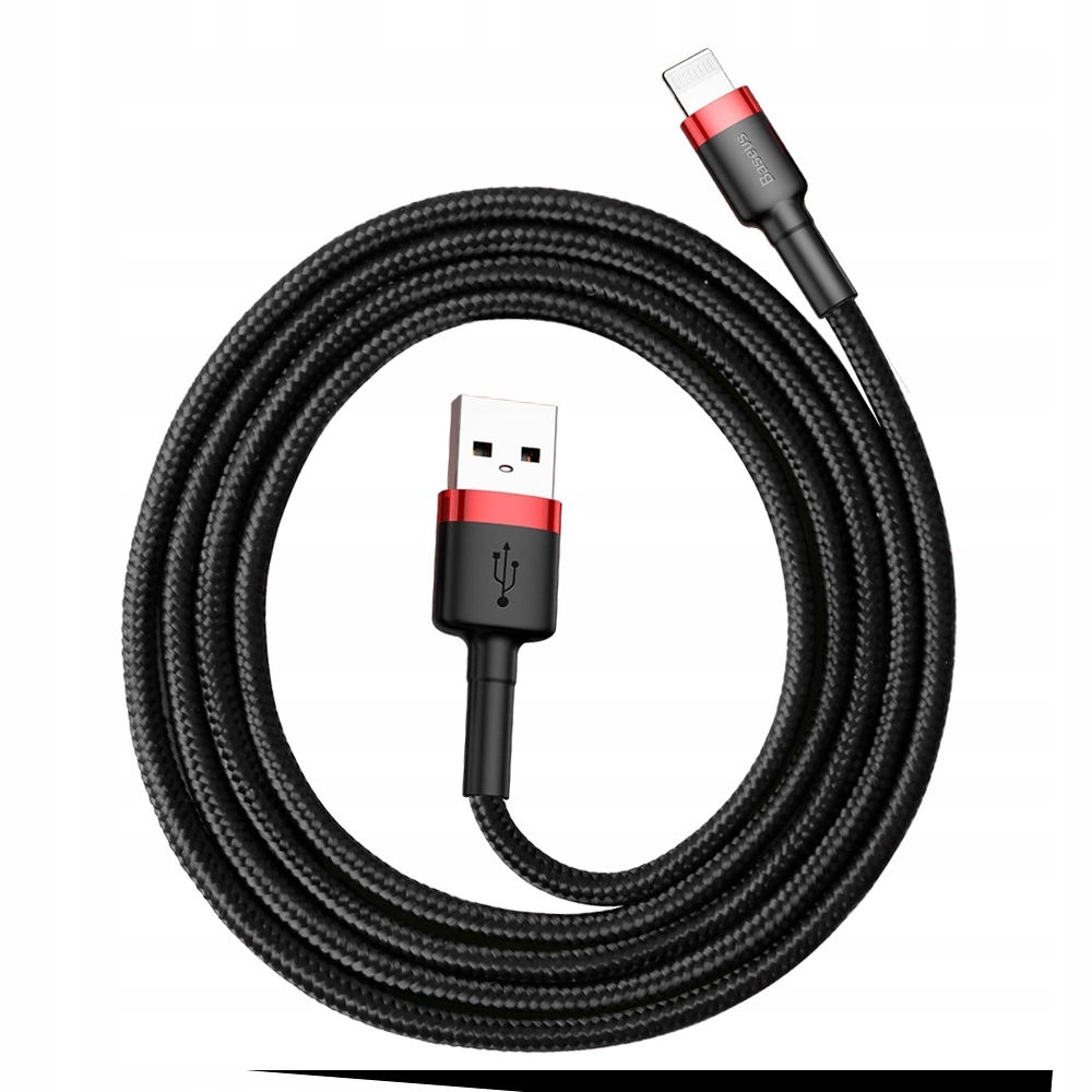 Kabel Baseus Cafule Usb-a Lightning 2.4A Qc 3.0 1 m czarno-czerwony