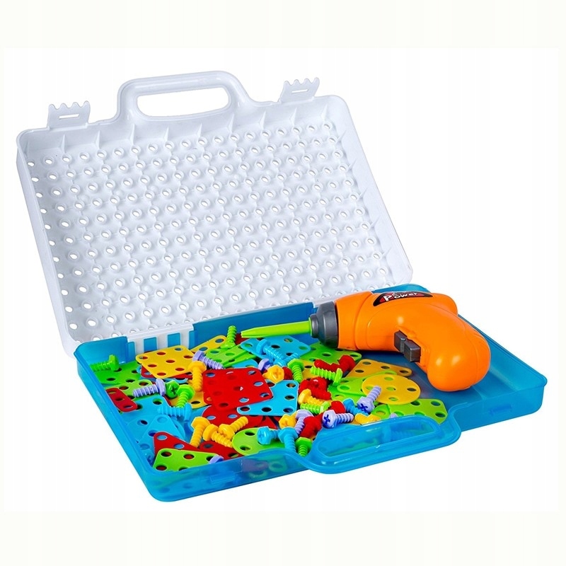 Puzzle Klocki w walizce + wkrętarka 151 el. Seria Klocki konstrukcyjne