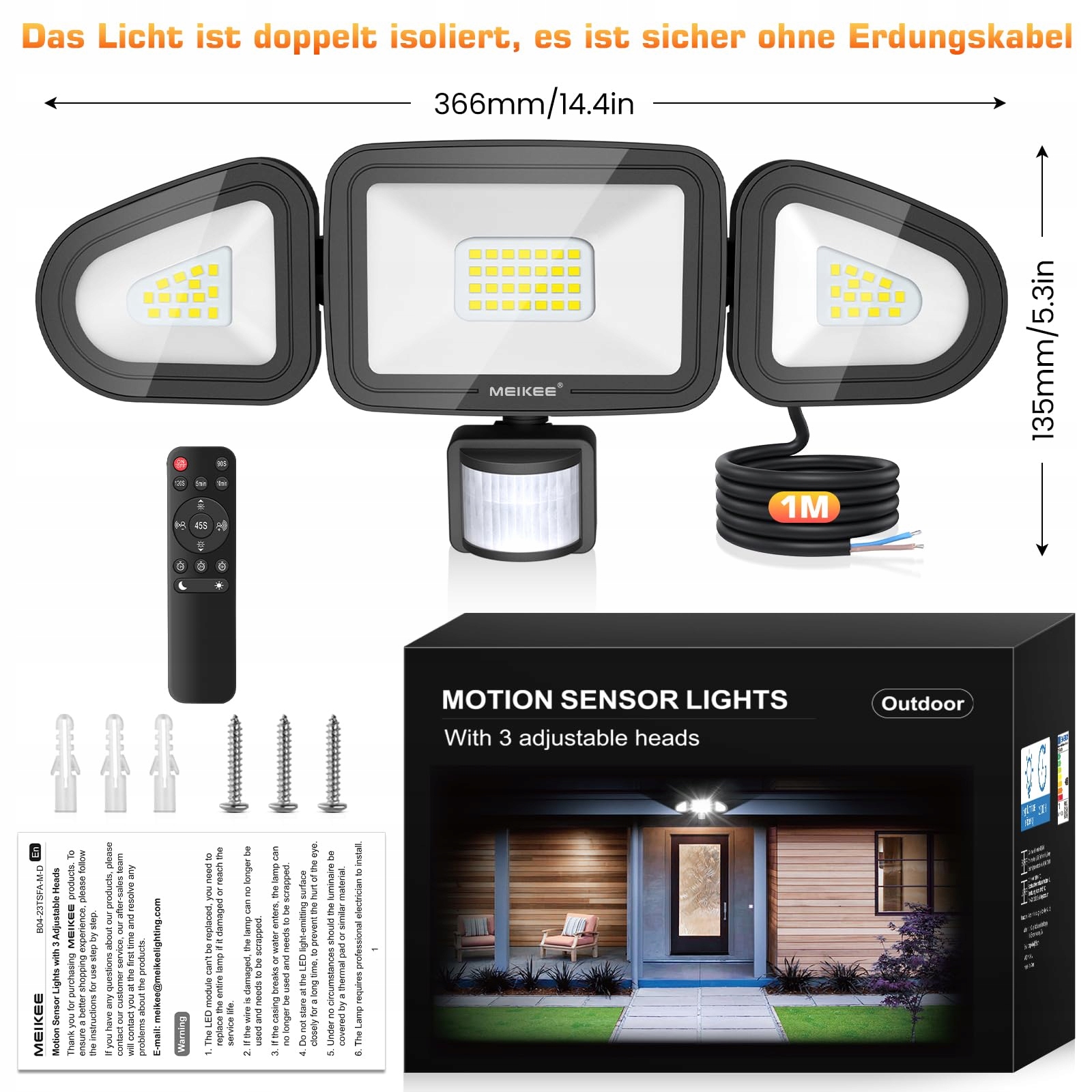 Reflektor LED Z Czujnikiem Ruchu Z Pilotem Regulowany IP66 42W 6500K MEIKEE — miniatura 7