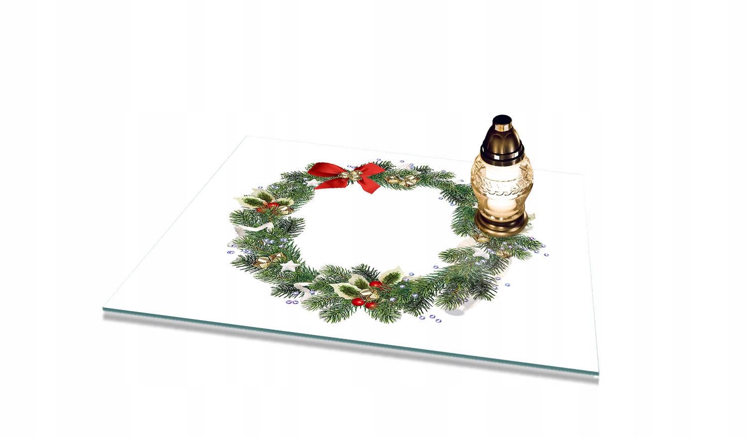 Skleněná podložka pod Zničení na Pomník Věnec na Vánoce 60x52 cm