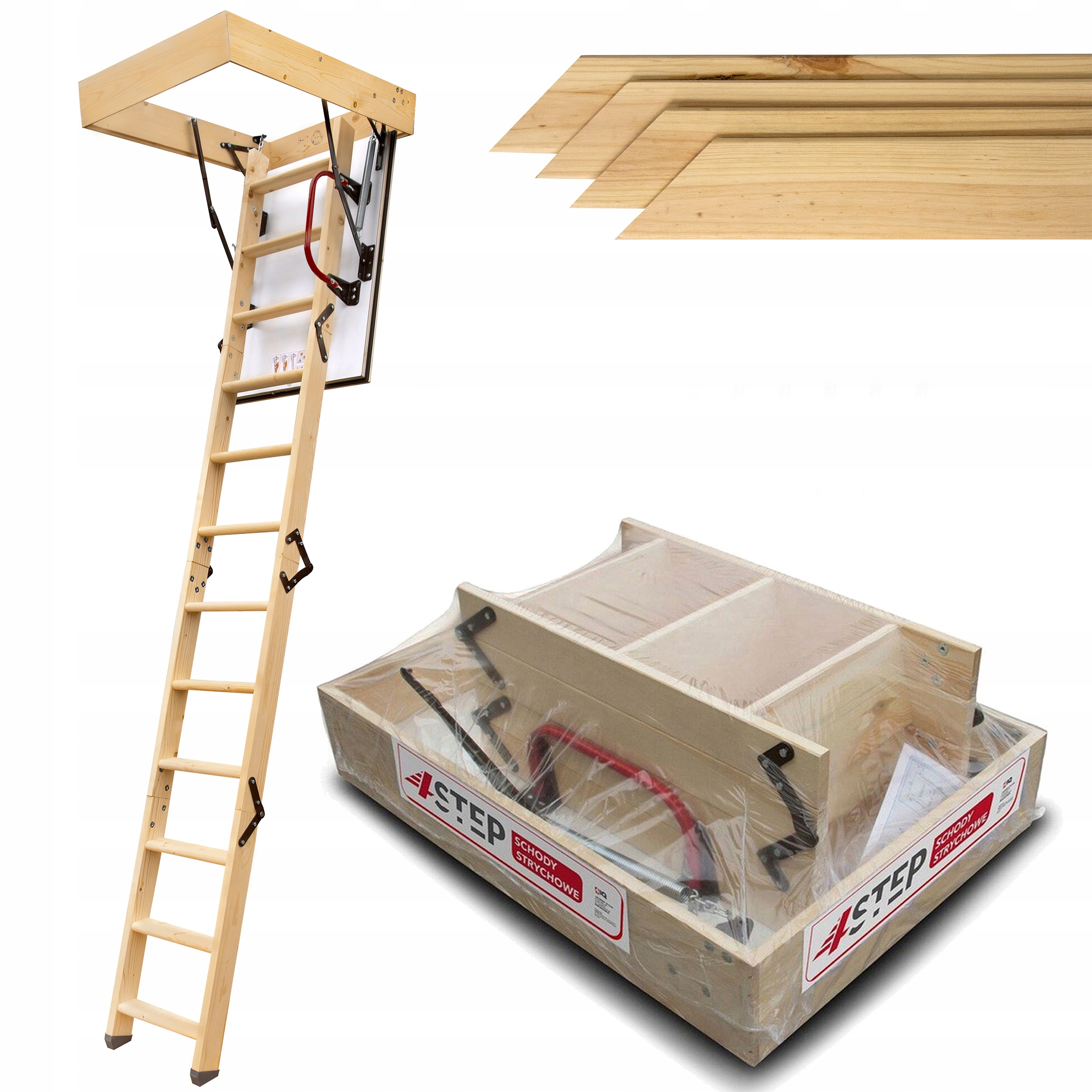 Půdní schody 4STEP Greenline 90x80 35 mm Výlez Maskovací lišty Set