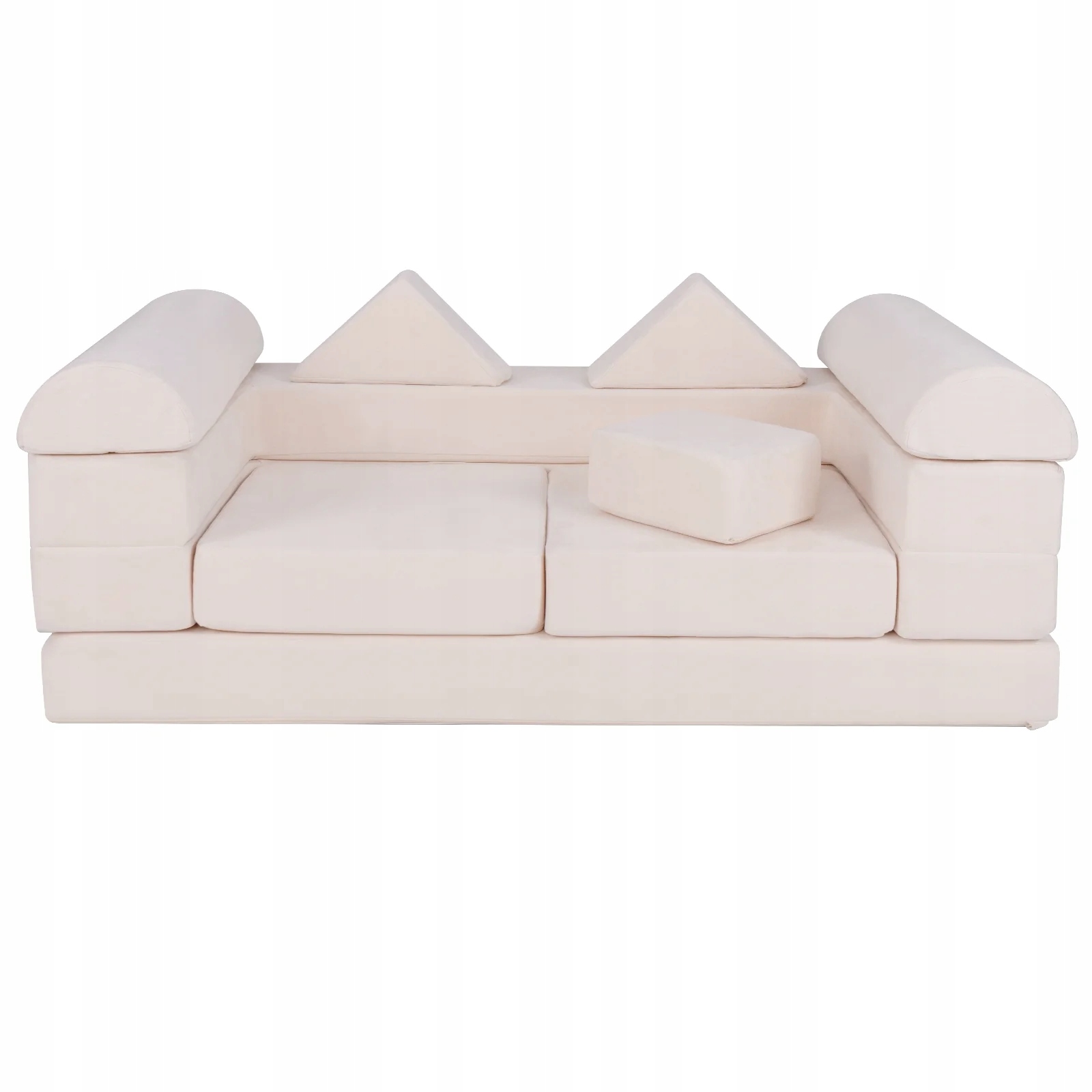Sofa dziecięca 9-częściowa z pianki z zamszową tkaniną 66 x 130 cm, beżowa