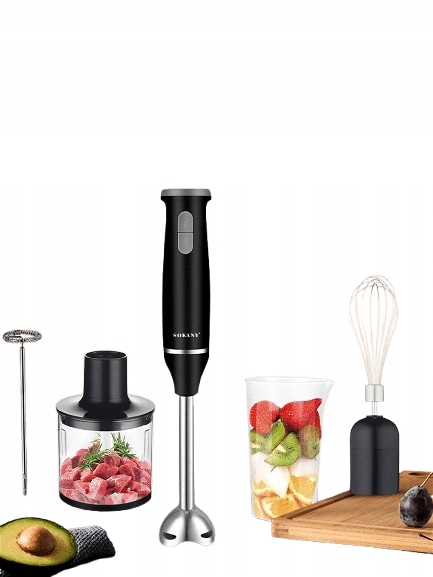 Shein Tyčový Mixér Černý 5V1 Na Potraviny Šlehací Metla Sekáček Hrnek 1KD