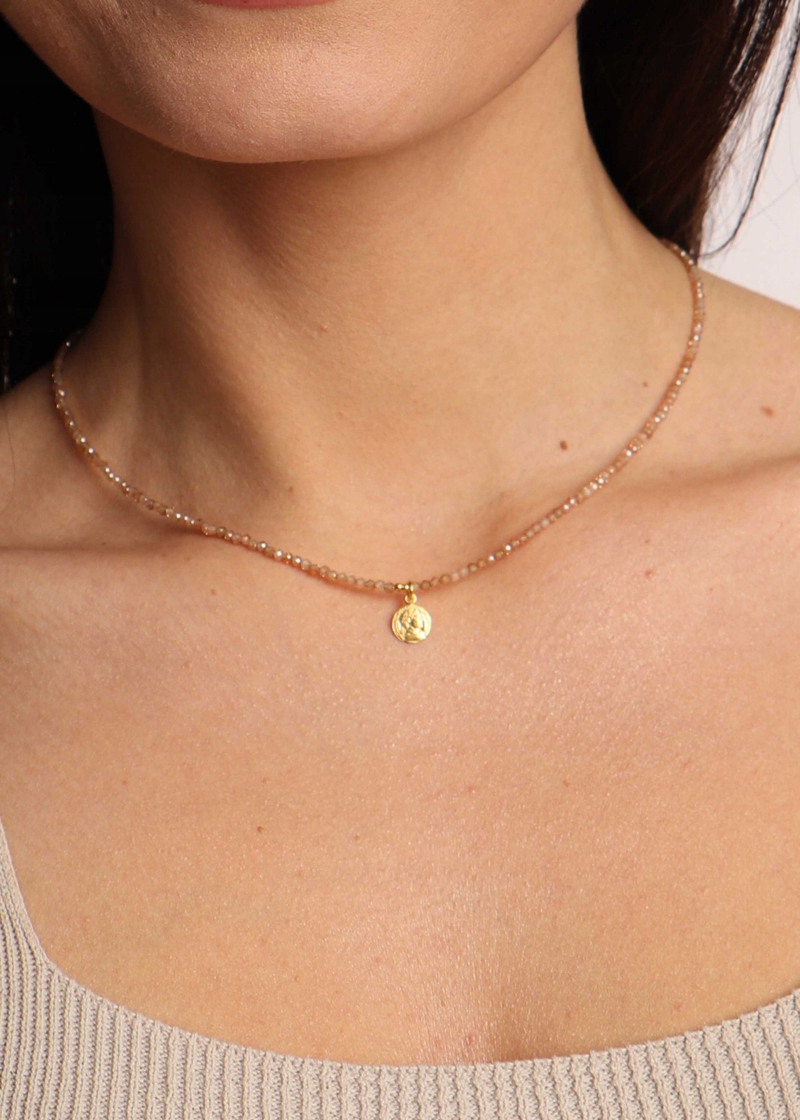 Náhrdelník Zirkon Šampaňský 2 mm s přívěskem