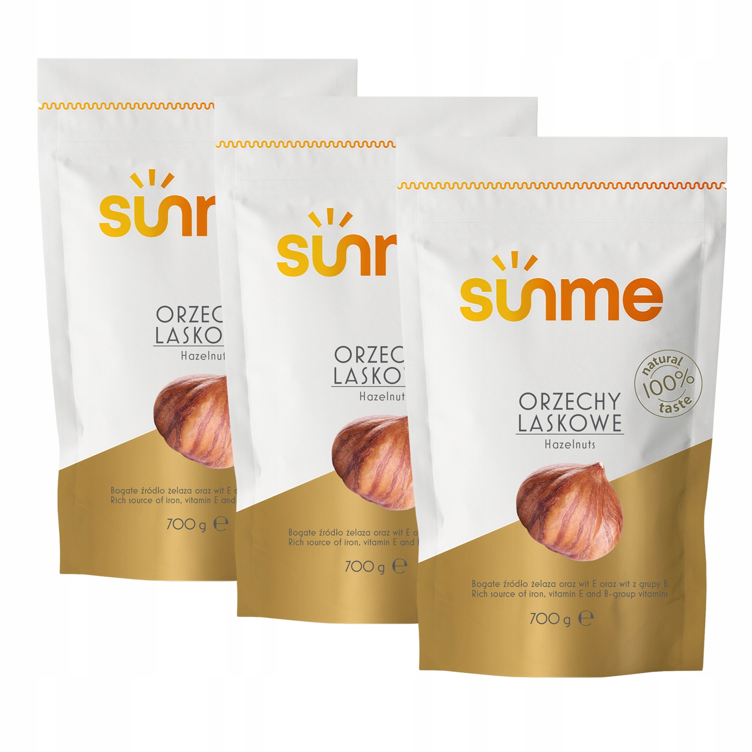 Levně Sada 3 x 700 g Nejlepší Lískové Ořechy Loupané Sunme 2,1 kg kvalita