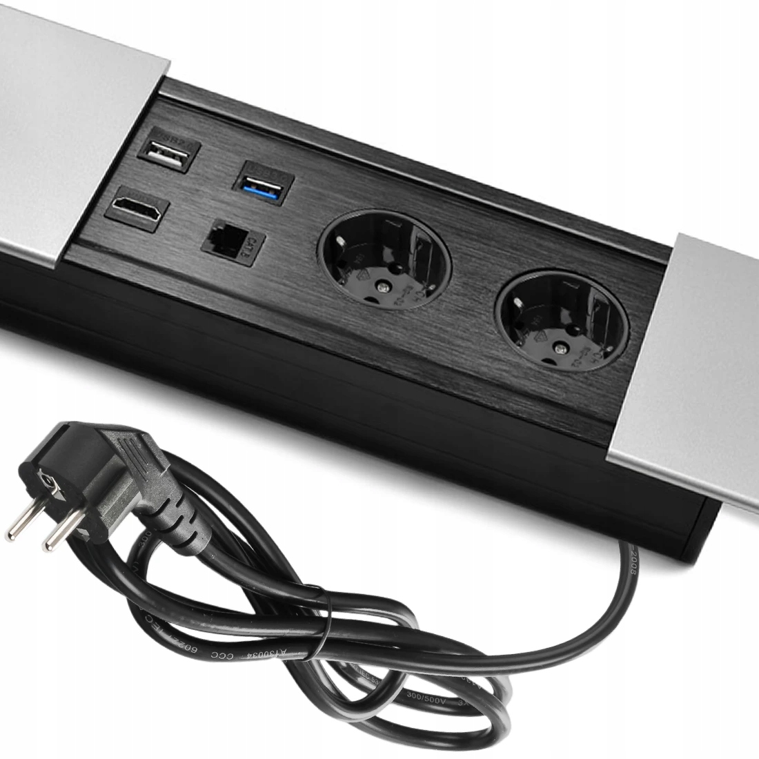 Zásuvka do dosky výsuvná skrytá Usb Spacetronik zapustená do dosky čierna