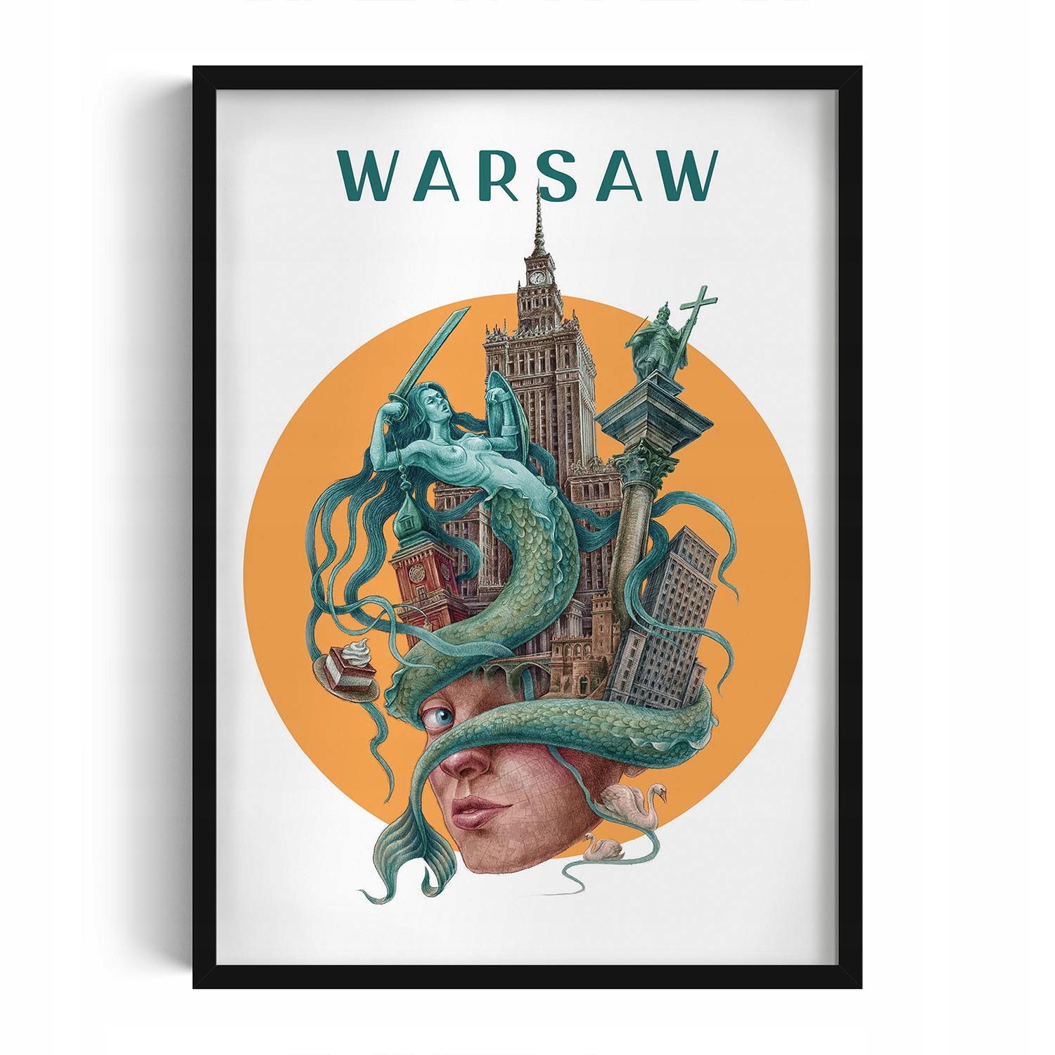 Moderní nástěnná dekorace Varšava: Mermaid PKiN Sigismunds Column 50x70