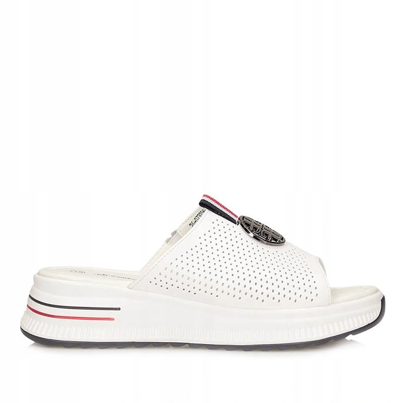 Nazouváky pantofle Cambell 26-07305WH bílé kožené na platformě