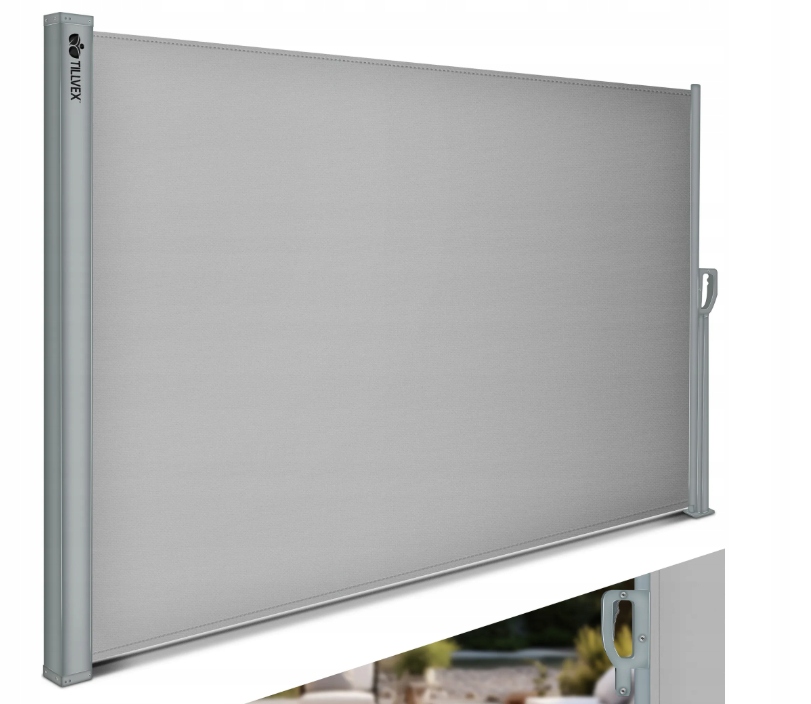 Markiza Bočná rozťahovacia nepriehľadná 180 x 300 cm šedá Tillvex