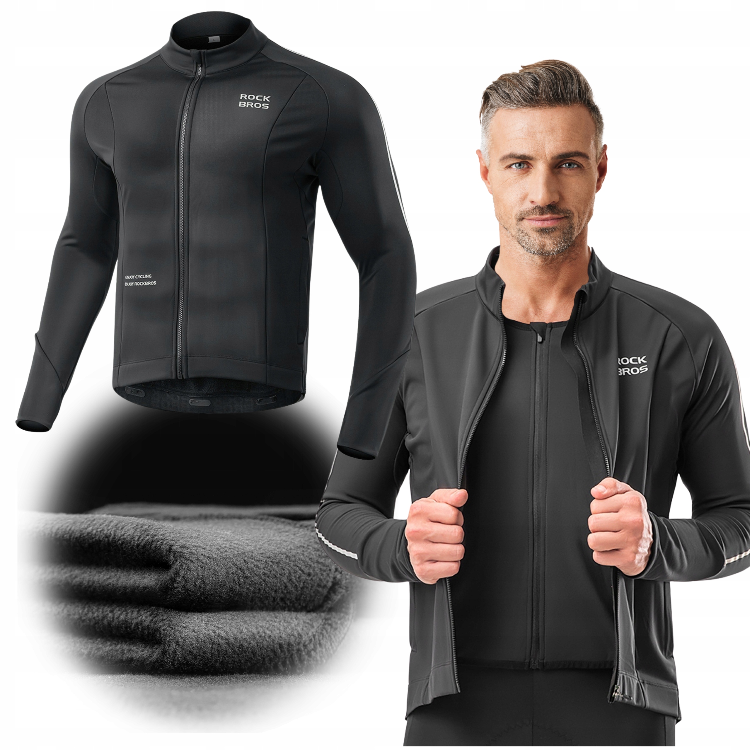 Kurtka Rowerowa Zimowa Męska R. S Jesień Zima Ocieplna Odblaskowa Rockbros