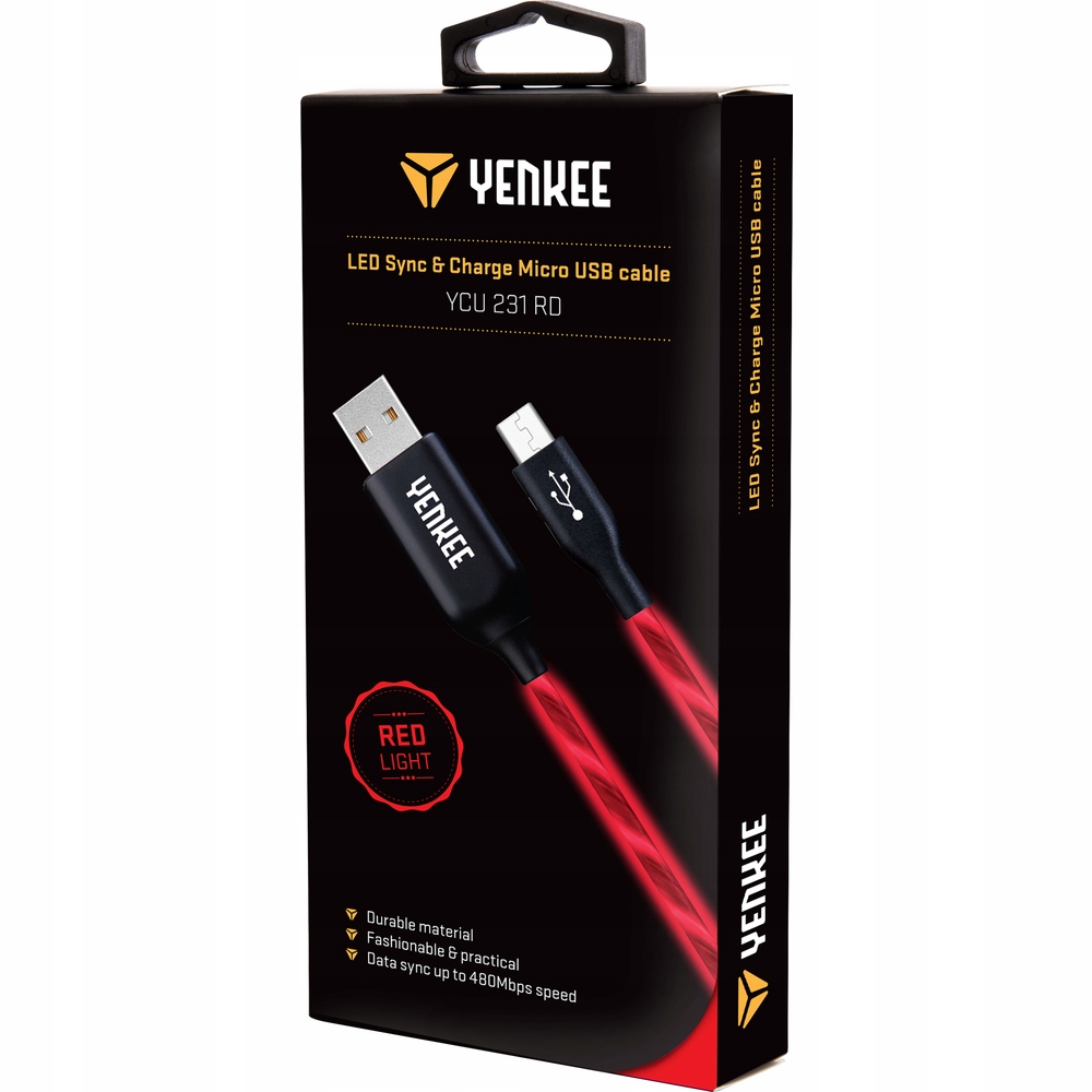 ŚWIECĄCY KABEL MICRO USB YCU 231 RD YENKEE LED Marka Yenkee