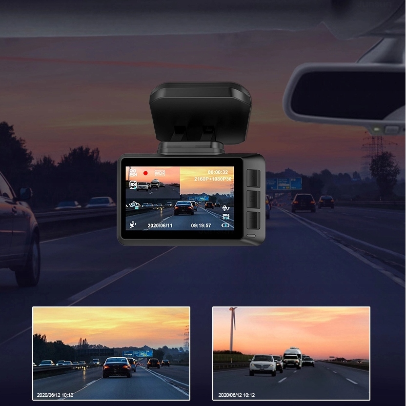 Wideorejestrator T8 DUO GPS WIFI 4K PRZOD TYL Ports AV memory card reader MicroUSB