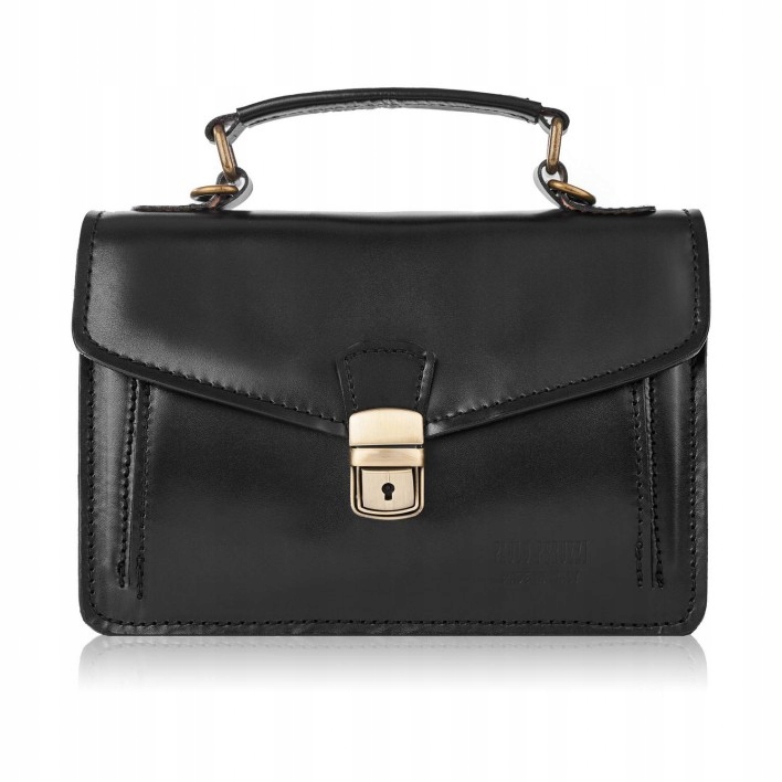 Dámská Kožená Kabelka Přes Rameno Typu Kufřík Černá Malá Paolo Peruzzi