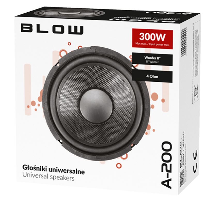 GŁOŚNIK BASOWY 20cm SUBWOOFER 8" 200W BASS 91dB Marka Blow