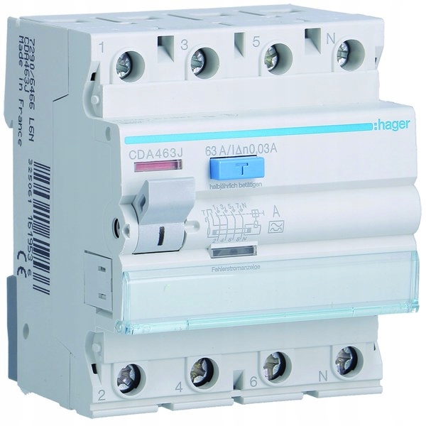 Proudový spínač 63A, 30mA, 4 pólový, typ A