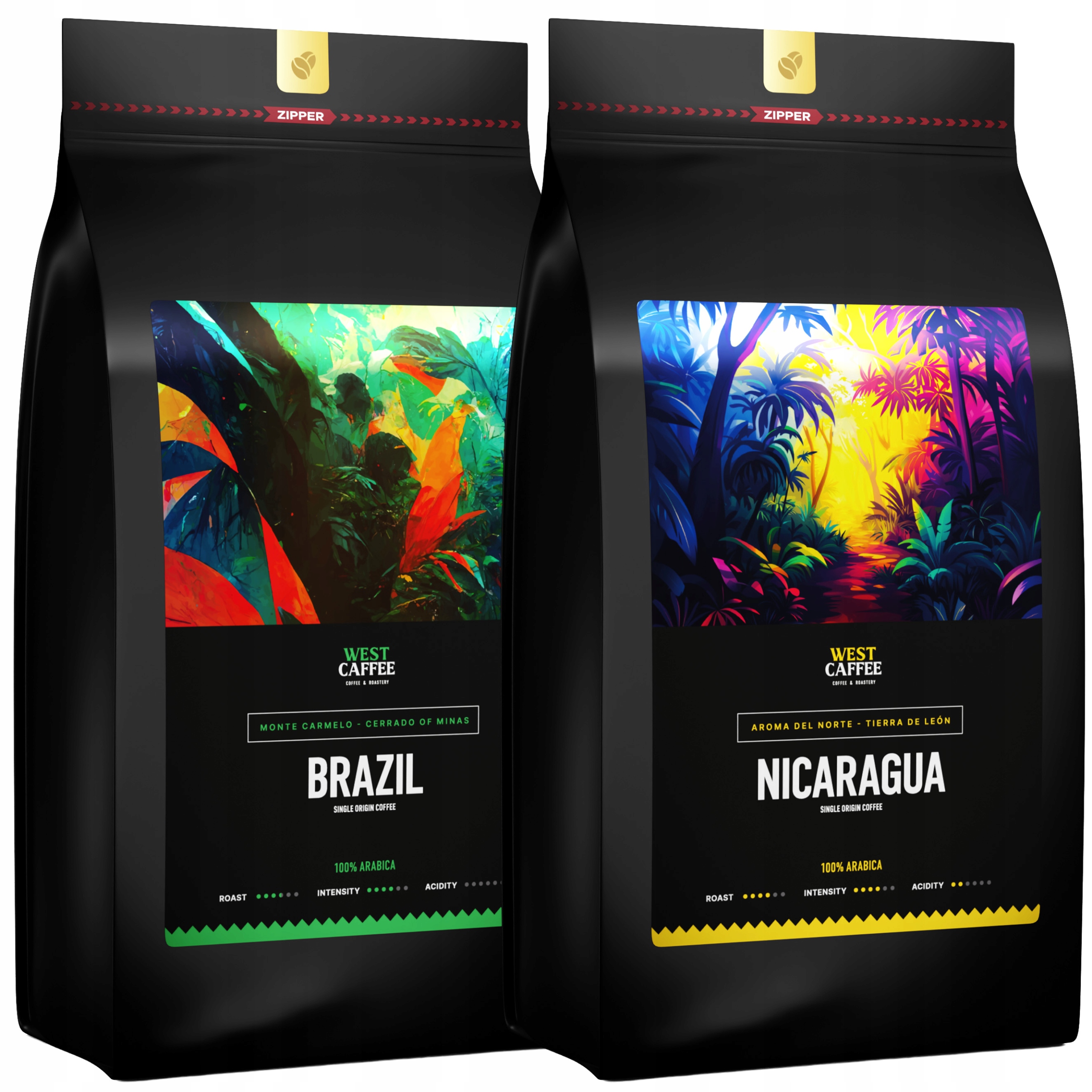 Levně Káva Zrnková Brazílie Nikaragua Set 2KG 100% Arabica Čerstvě pražená