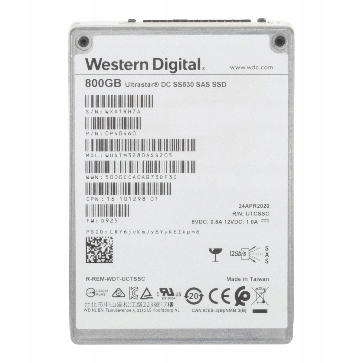 Wd UltraStar DC SS530 800GB Tlc SAS-3 2.5'' WUSTM3280ASS205