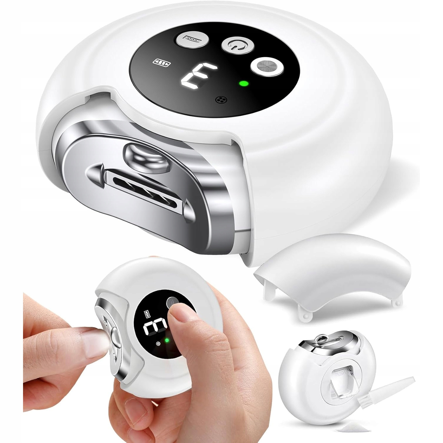 Elektrický Turistický Odstřihovač Na Nehty Bruska Leštička Usb Led Bílá