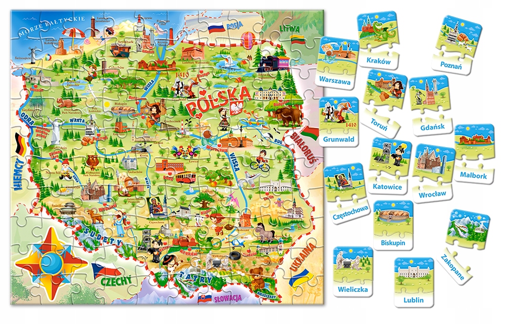 

Puzzle 100 Edukacyjne Mapa Polski Miasta Castor 6+