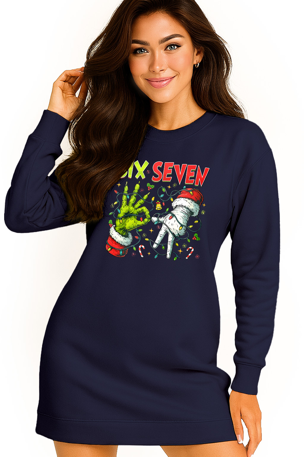 Mikina Vánoční Oversize Šaty Six Seven 67 Grinch Dárek XL