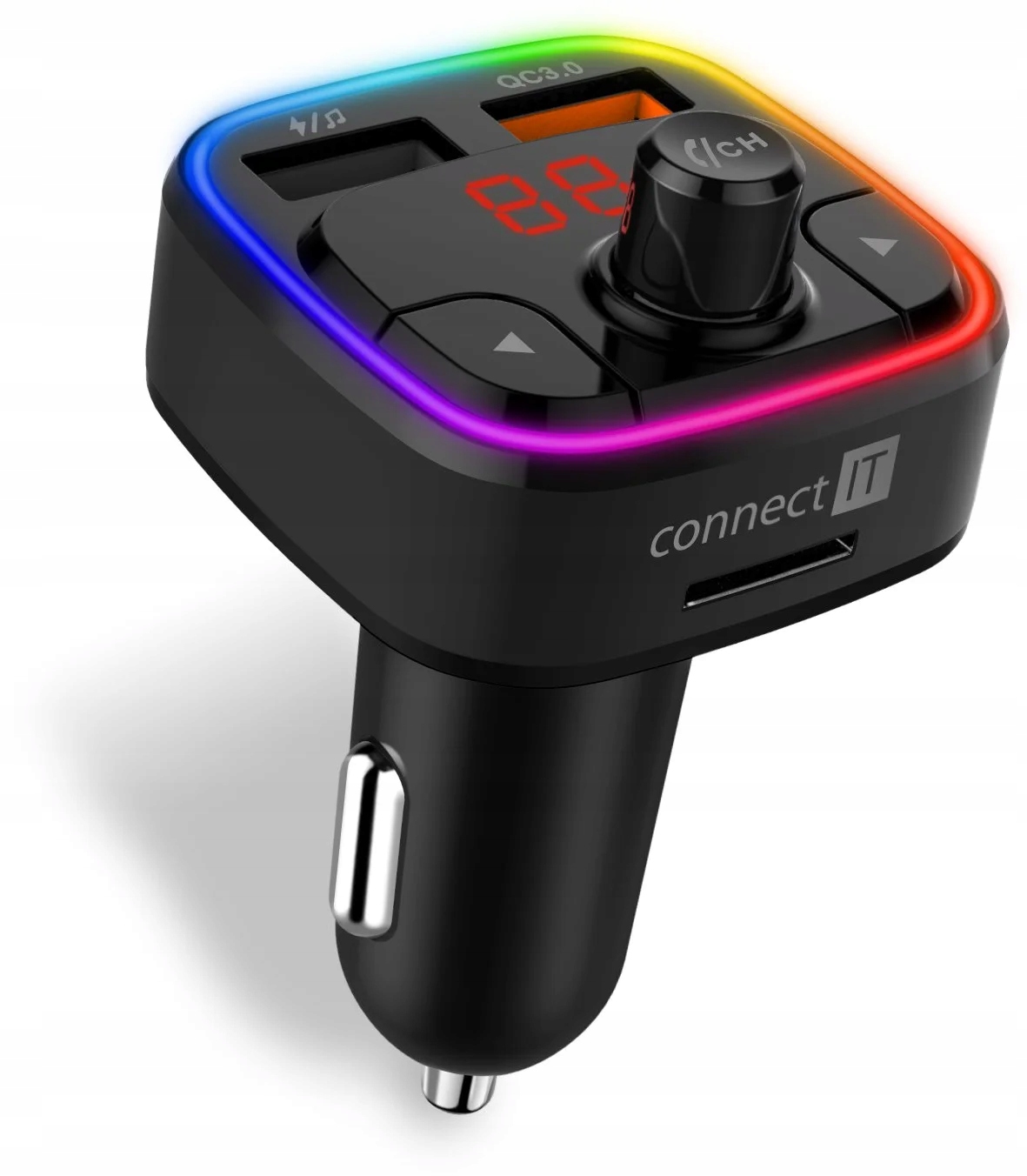 Nadajnik Bluetooth Connect IT CarRGB, 2 × USB + MicroSD CCC-9090-BK, czarny