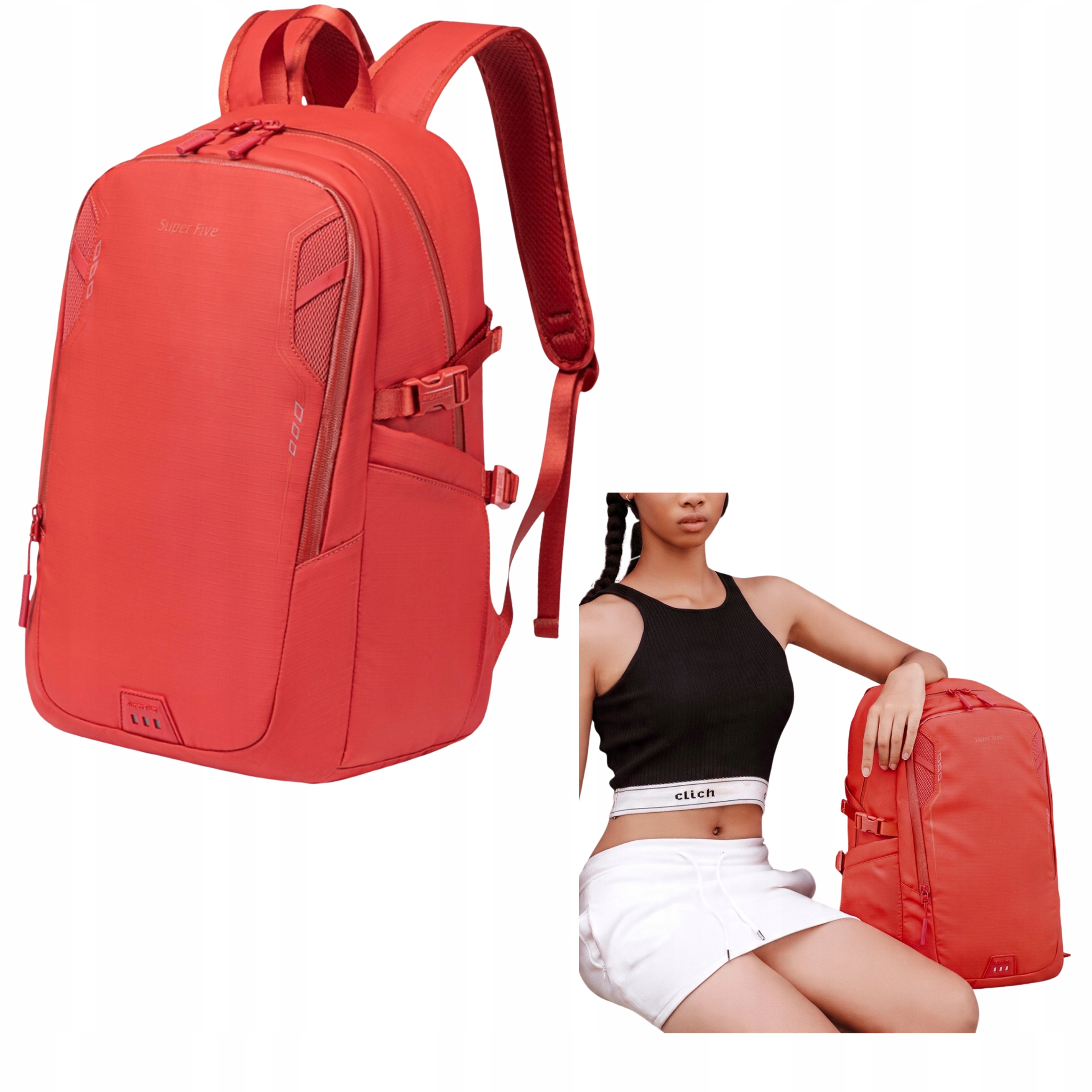 Stylový Batoh červený městský Pro Design, multifunkční