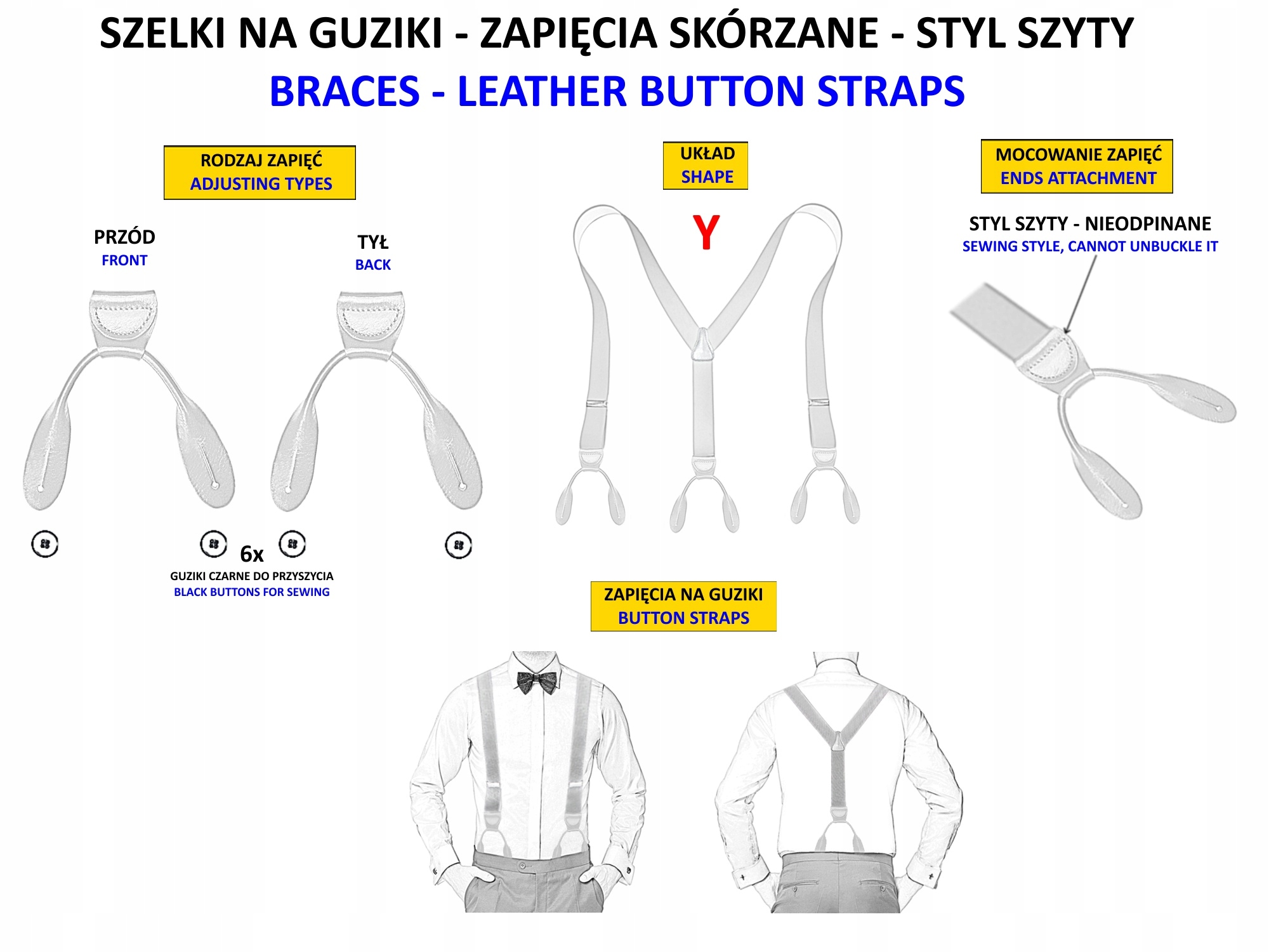 Szelki na guziki RUDE RUSTY WEŁNA HARRIS TWEED Marka inna