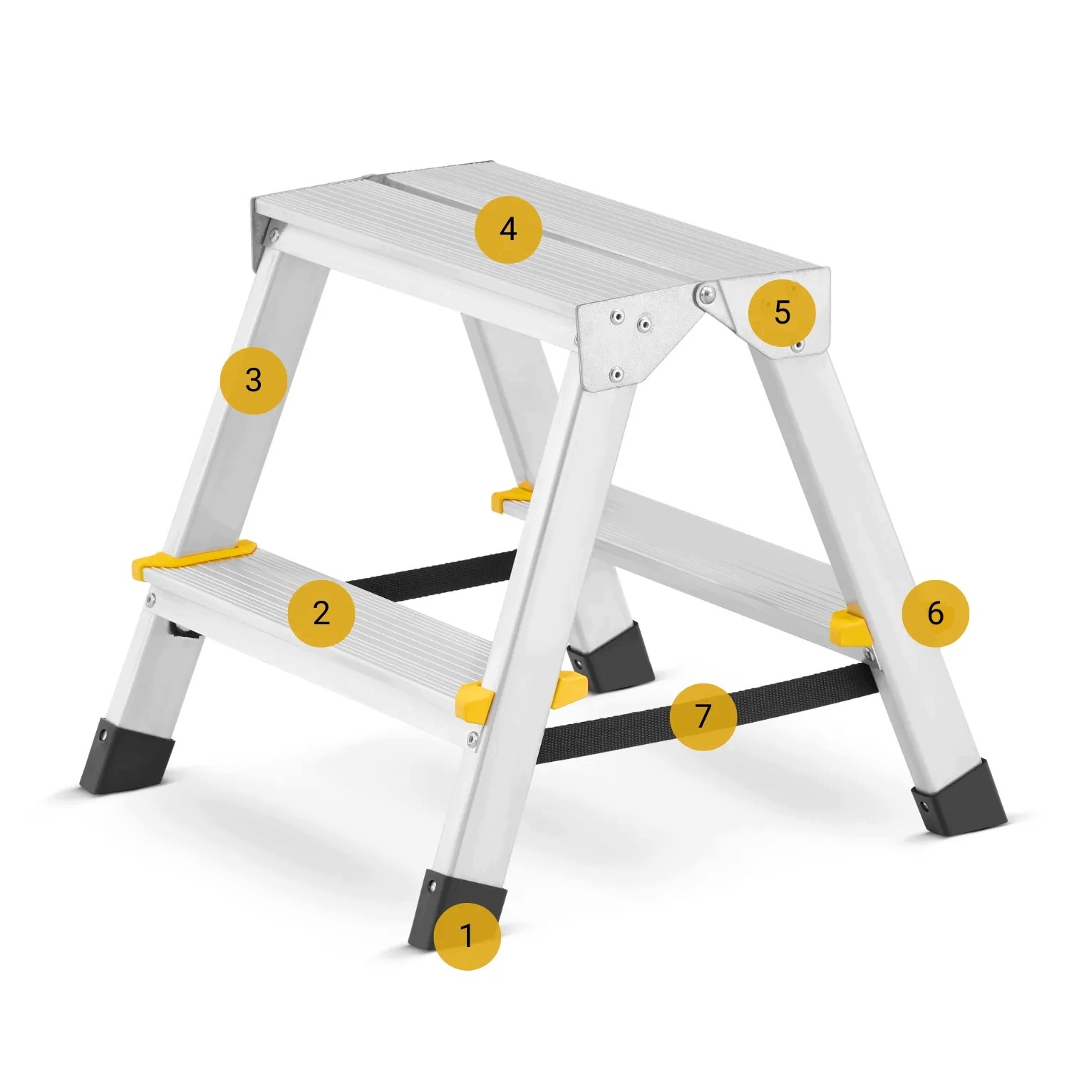 Drabina aluminiowa domowa dwustronna składana HIGHER 2x2 stopnie taboret podnóżek schodek — 14