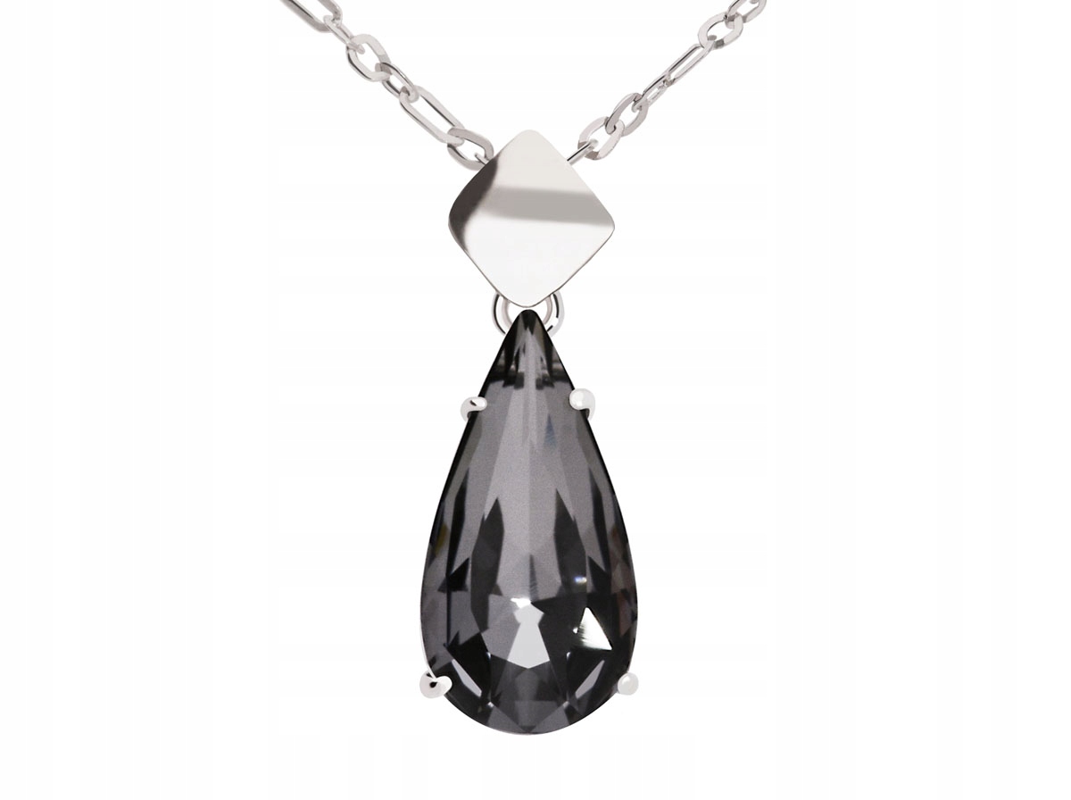 

Naszyjnik srebrny łezka czarny szary Swarovski