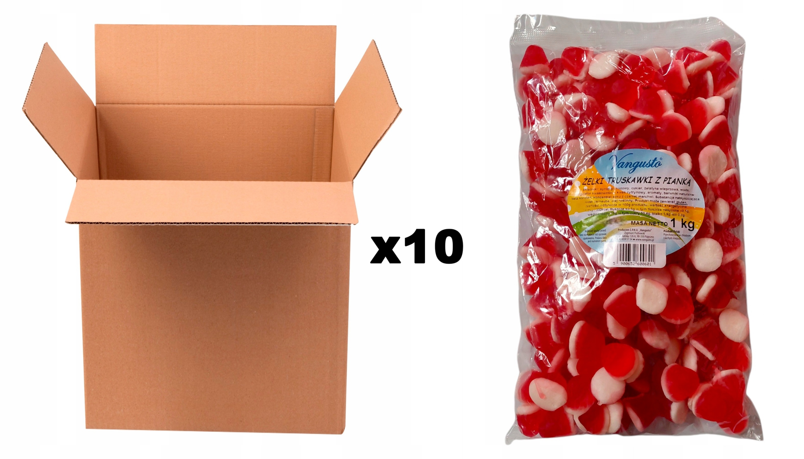 Želé Bonbony Vangusto 10x1 kg Jahody s pěnou