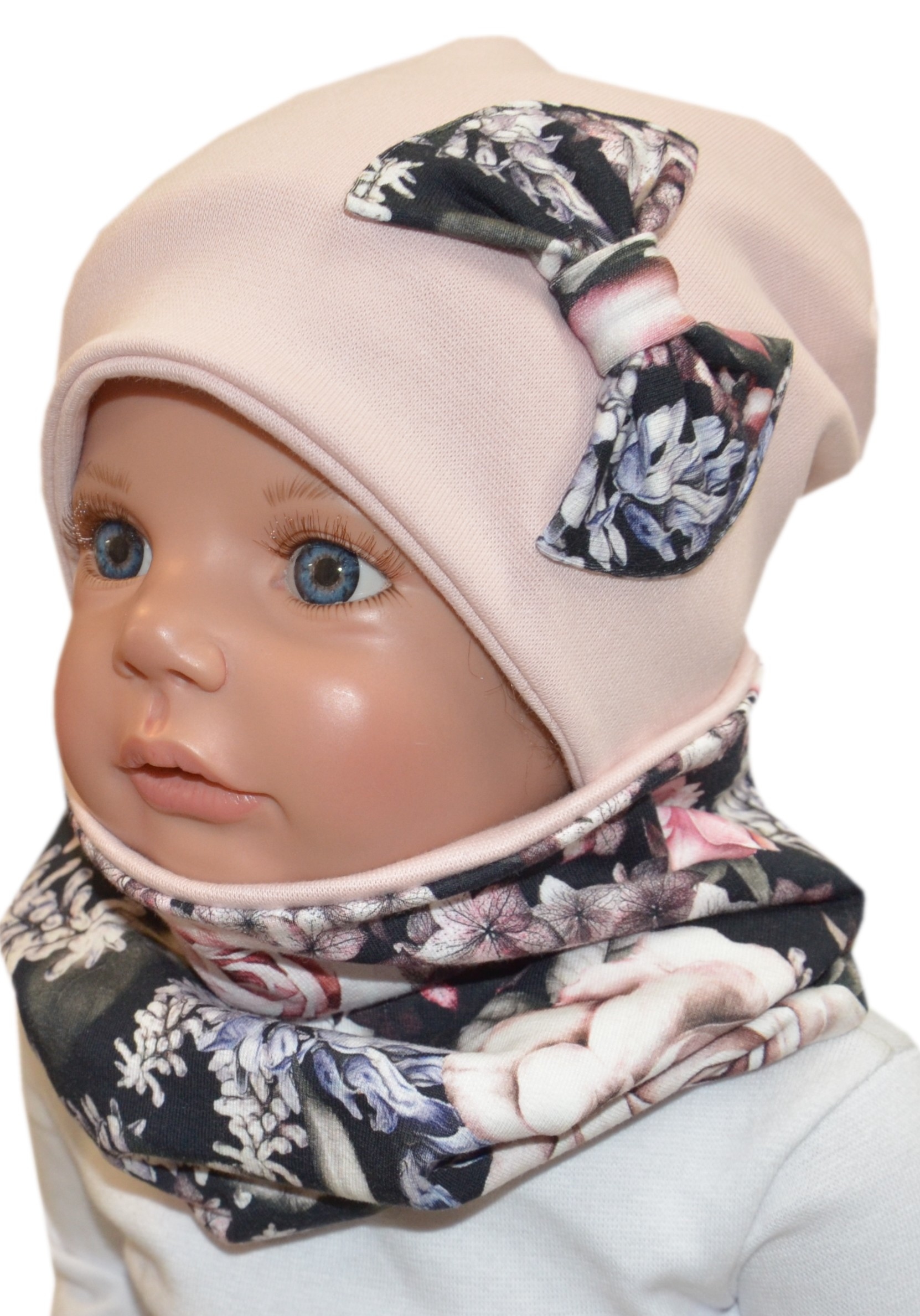

M1/1 komplet czapka komin 43-46cm p.róż radość cz