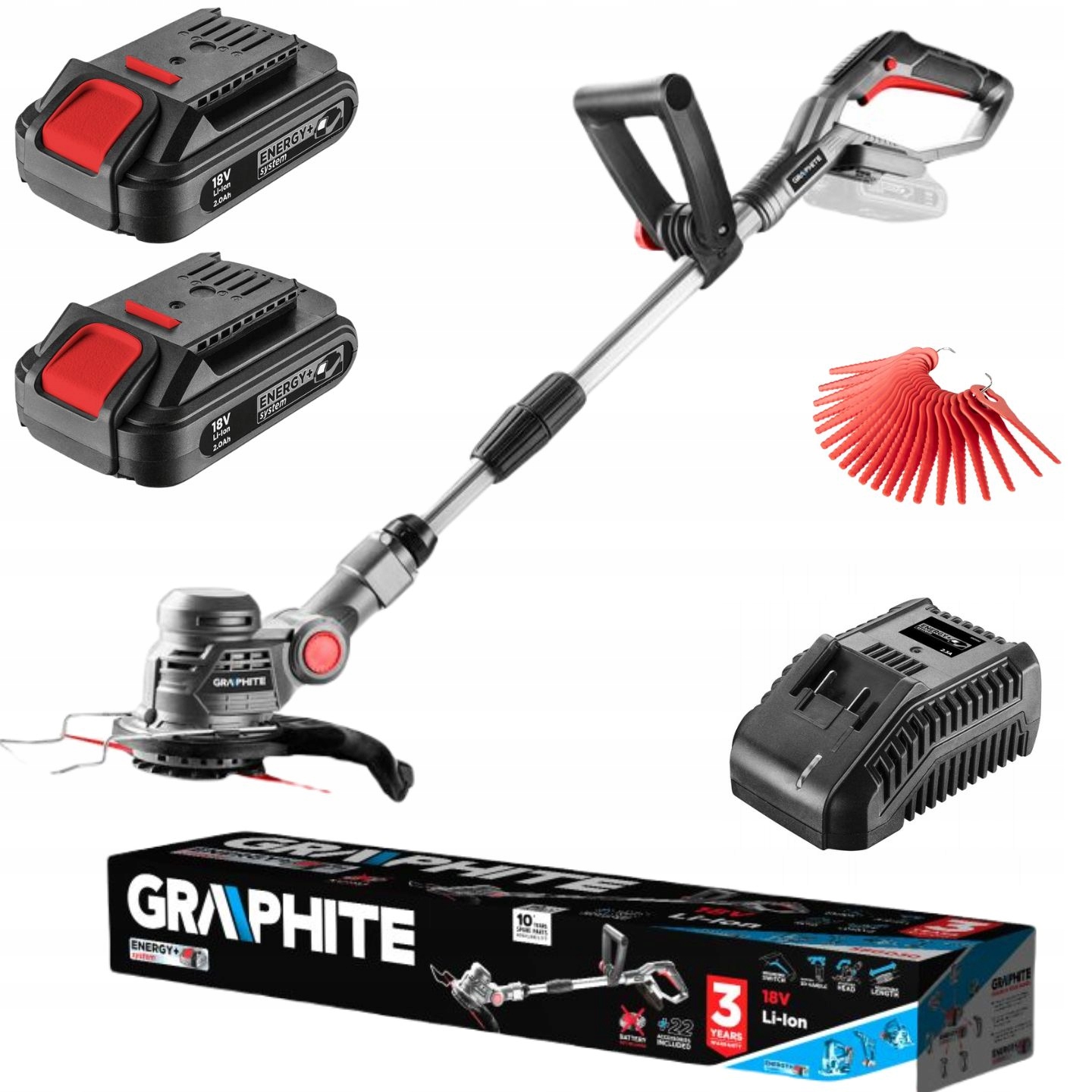 Podkaszarka Graphite +2x Akumulator 2 Ah Ładowarka