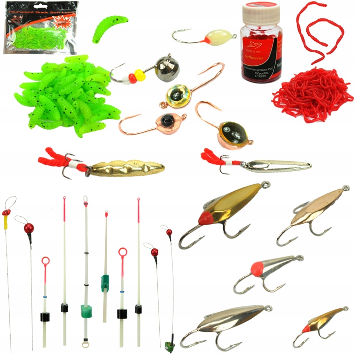 bohatý Podlodový Set příslušenství 24 prvků kiwoki Mormyszki z plechu Ochotka