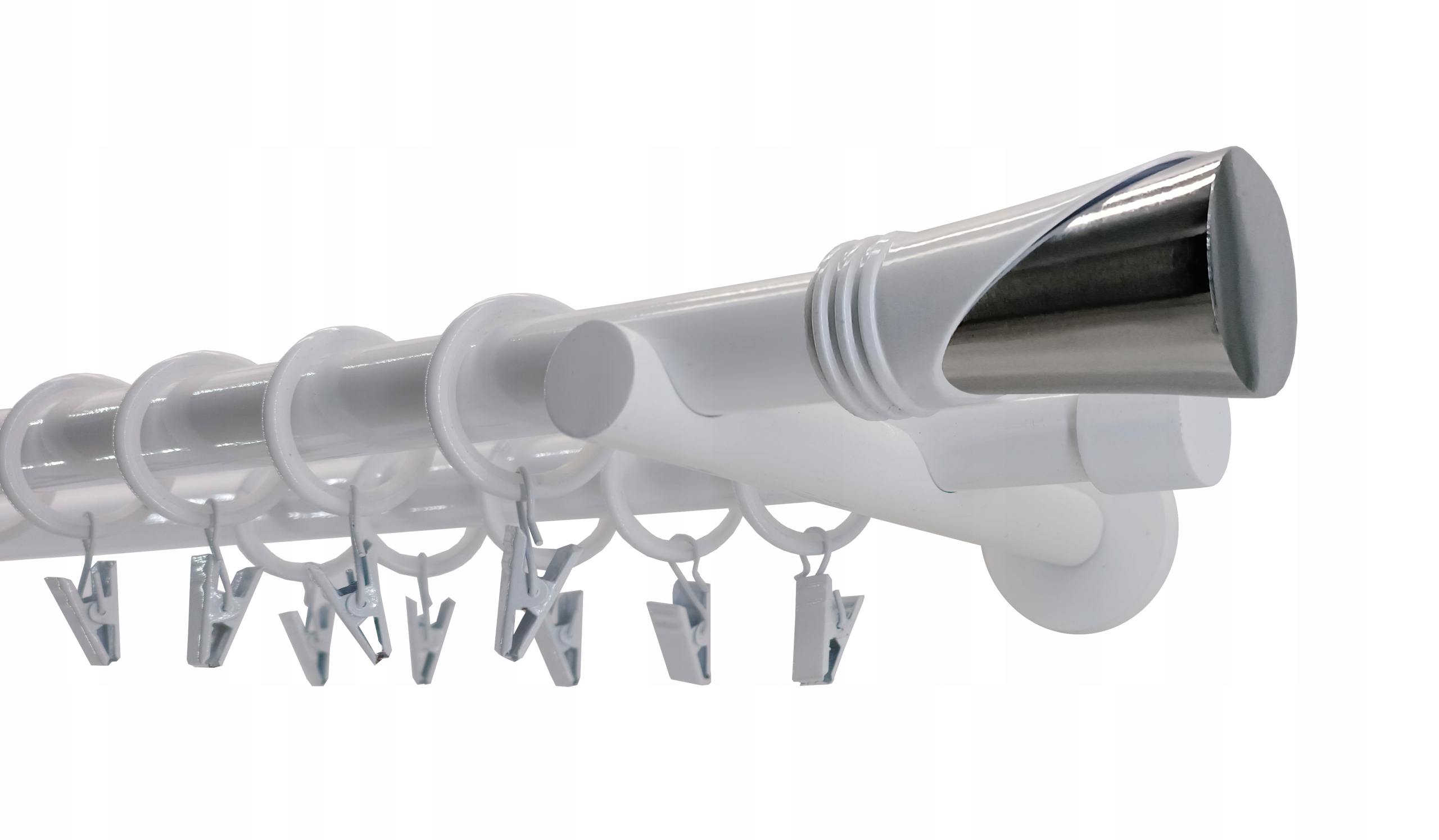 KARNISZ PODWÓJNY Metal 19+19mm BIAŁY 360cm VEGA Kolor biały