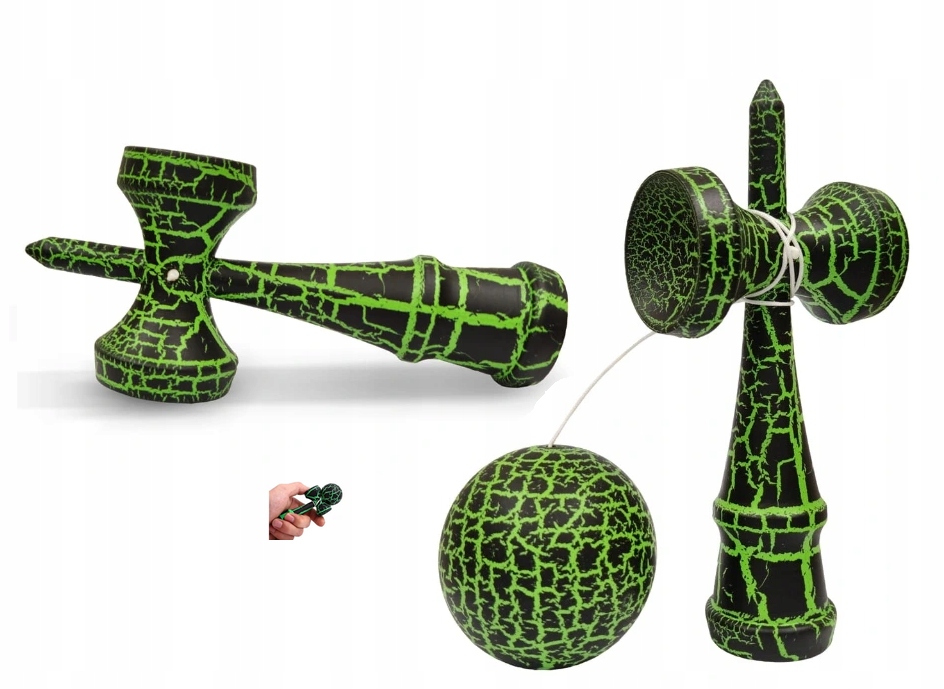 KENDAMA DREWNIANA JAPOŃSKA GRA ZRĘCZNOŚCIOWA GREEN