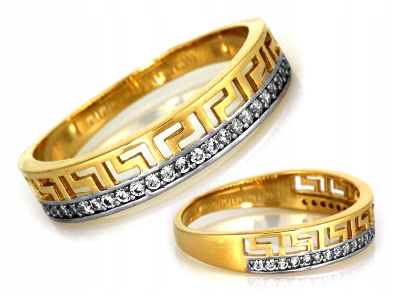 Zlatý prstýnek 585 14k s řeckým vzorem a kubickou zirkonií 2,12g velikost 15