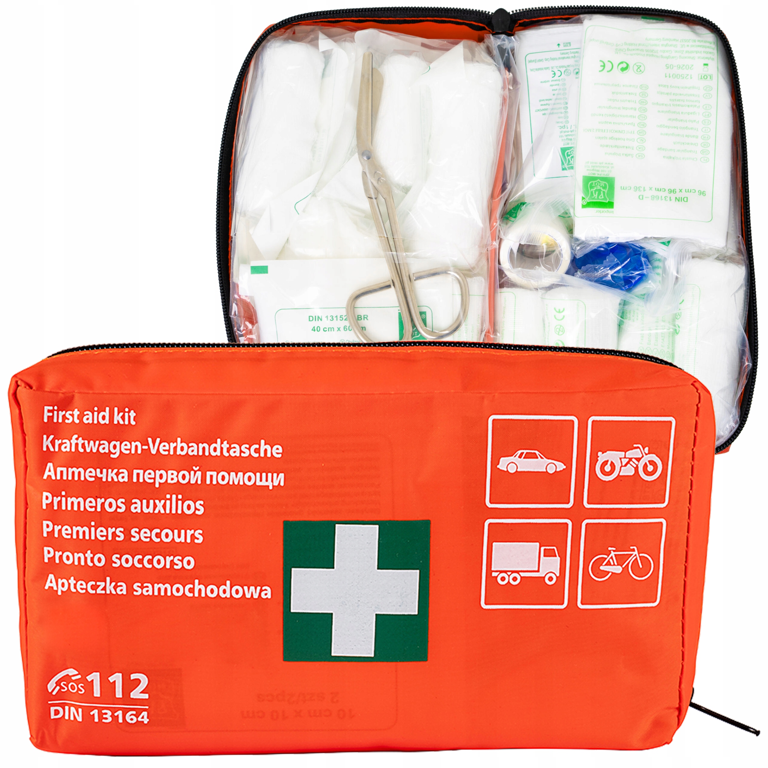 

Apteczka samochodowa z wyposażeniem pierwsza pomoc