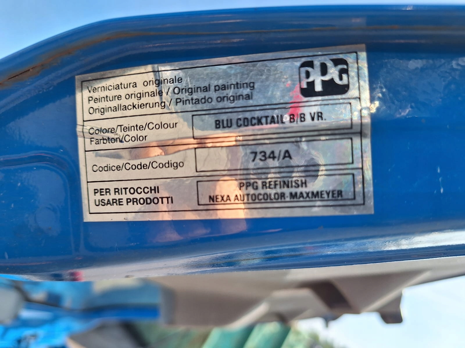 FIAT PANDA 2 II Cofano 734/A BLU COCKTAIL B/B VR.