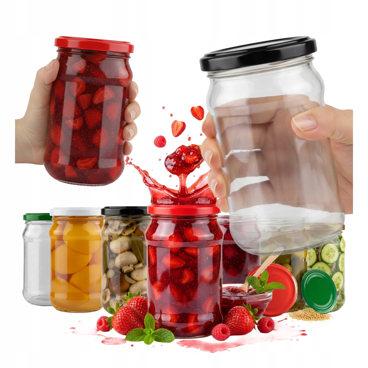 60 x Zavařovací Sklenice 315 ml Sklenice Na Džem Med Zavařeniny Šroubovací Víčko Fi66