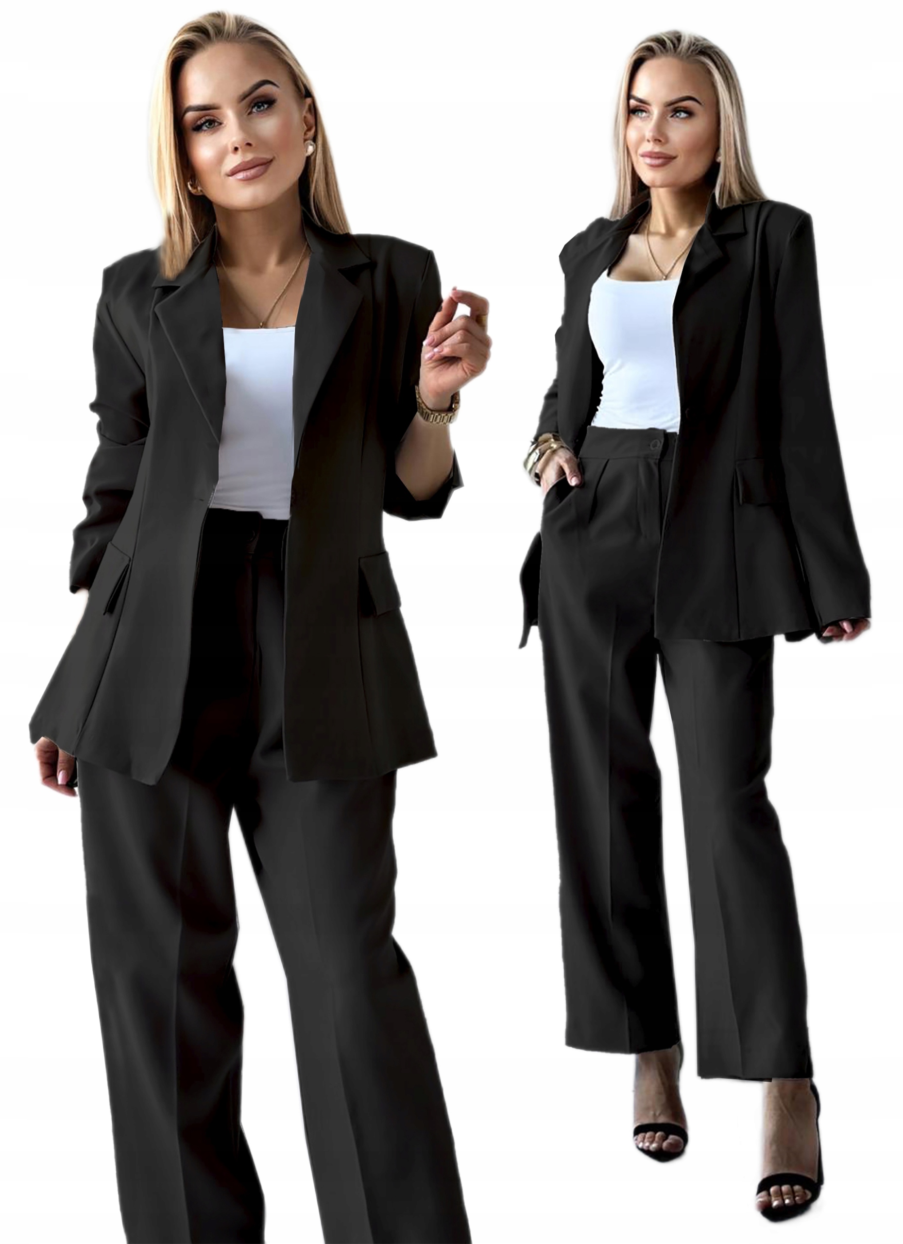 wizytowy Garnitur Komplet damski spodnie kant marynarka Miron