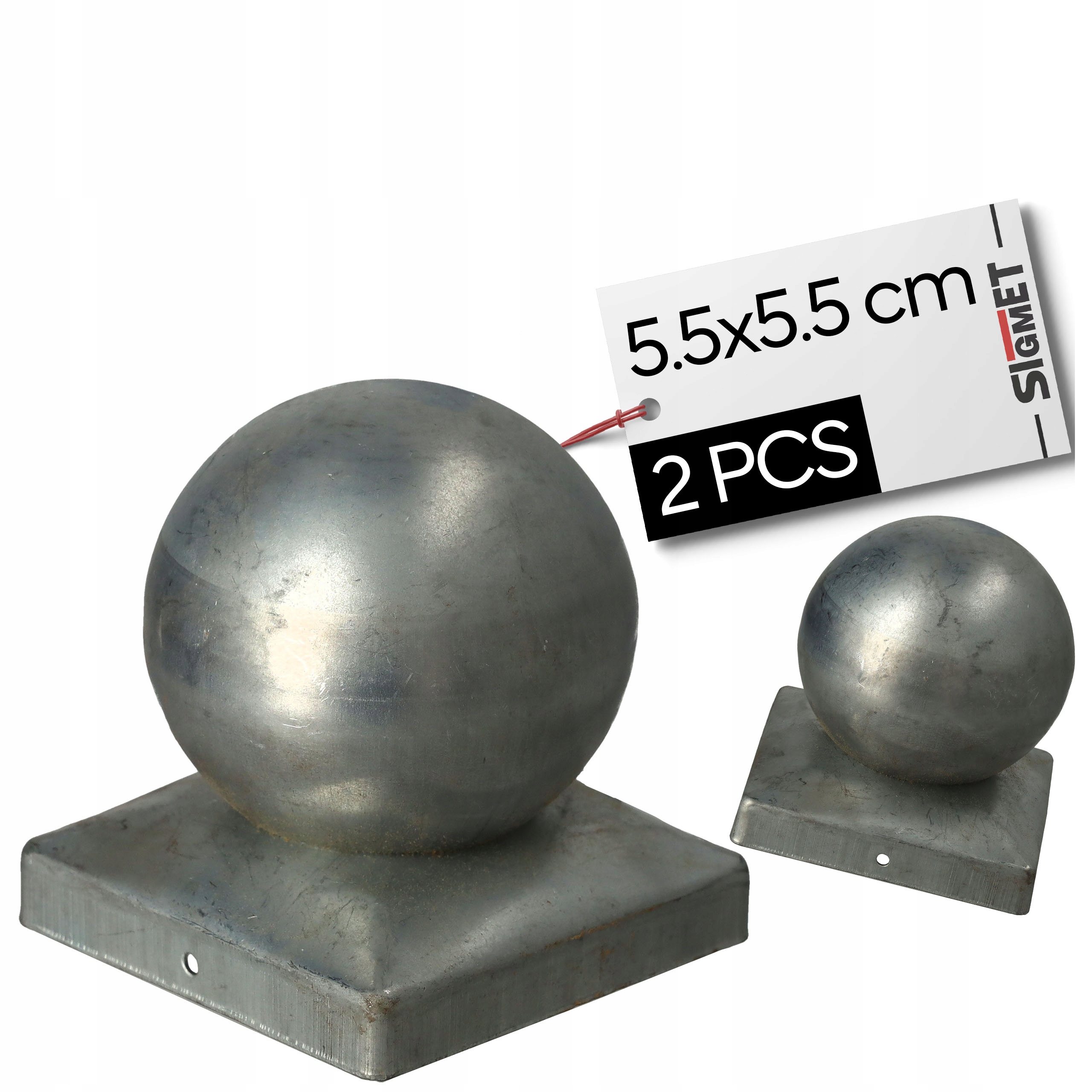 2 x ozdobná stříška na plotový sloupek, kulička 5 x 5 cm, čepice