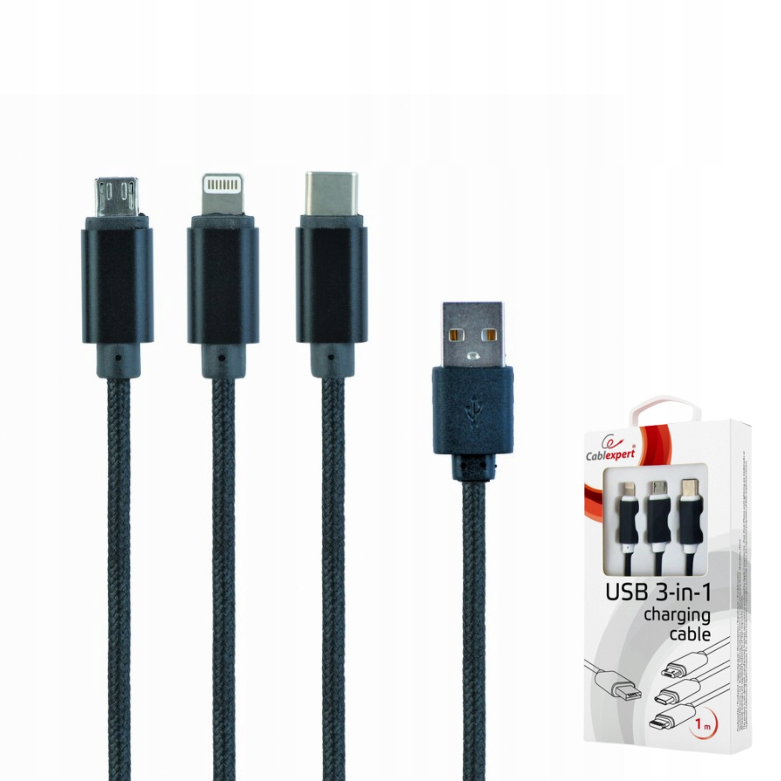 

Kabel Usb C micro Usb 8PIN 3w1 do ładowania 1m