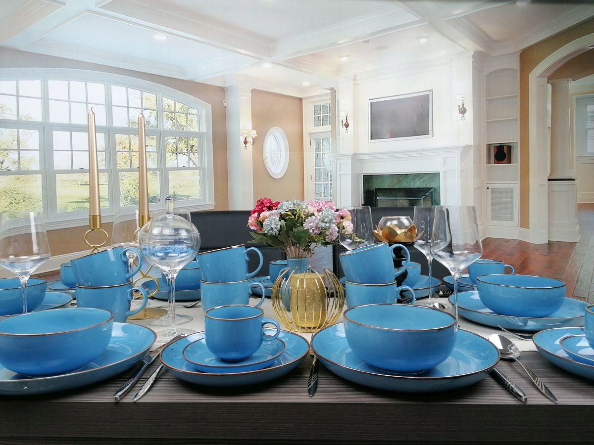 BOGUCICE RUSTIC BLUE SERWIS OBIAD KAWA 72 EL MISKA Linia RUSTIC BLUE