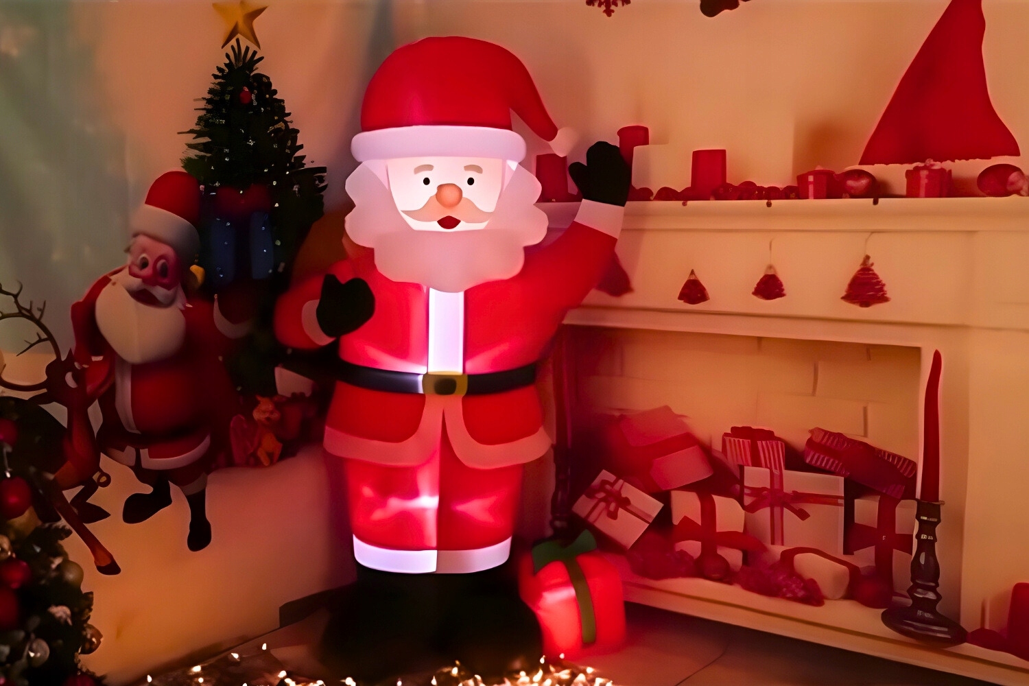 DUŻY ŚWIĘTY MIKOŁAJ DMUCHANY PODŚWIETLANY LED SAMOPOMPUJĄCY 180 CM XXL Stan opakowania oryginalne