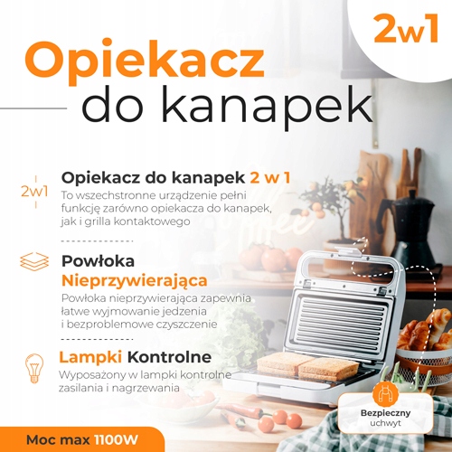 Opiekacz do Kanapek 2 w 1 Adler AD 3070 White 850W