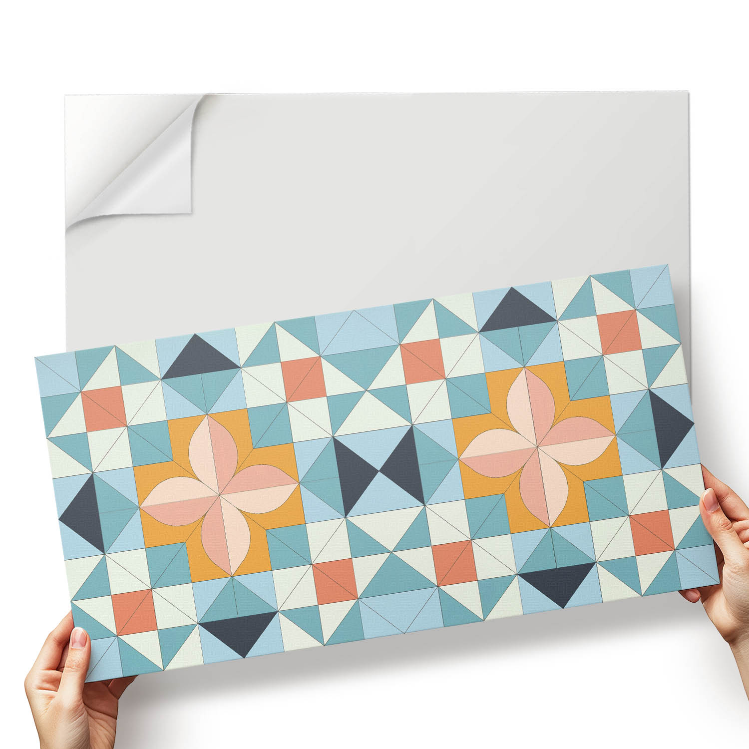 Vinylové Pvc dlaždice Geometrický design s květinovým akcentem 6x60x30 cm